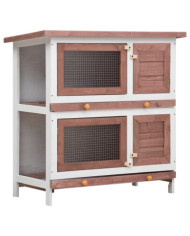 Clapier d'extérieur 4 portes Marron Bois | Mobilier & Déco