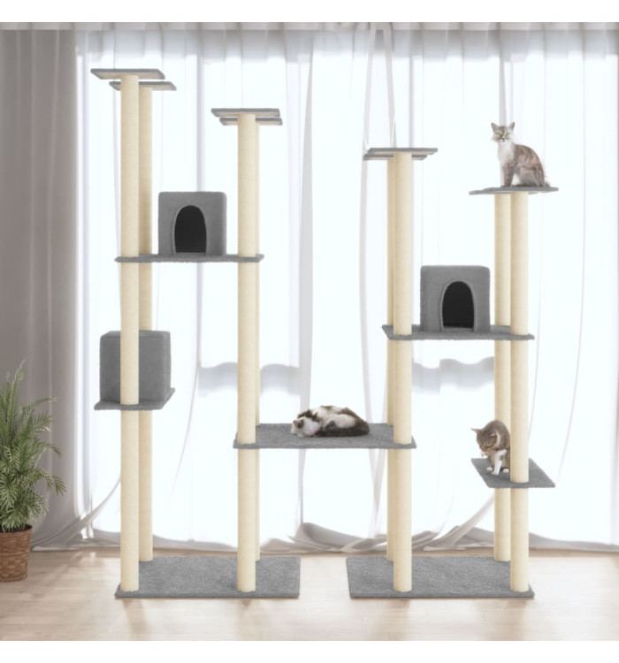 Arbre à chat avec griffoirs en sisal Gris clair 174 cm | Mobilier & Déco