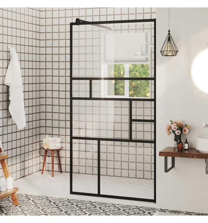 Paroi de douche à verre ESG transparent 80x195 cm Noir | Mobilier & Déco