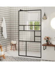 Paroi de douche à verre ESG transparent 80x195 cm Noir | Mobilier & Déco