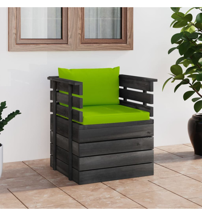 Fauteuil de jardin avec coussins Bois de pin | Mobilier & Déco