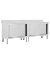 Tables avec portes coulissantes 2 pcs 240x50x(95-97) cm Inox | Mobilier & Déco