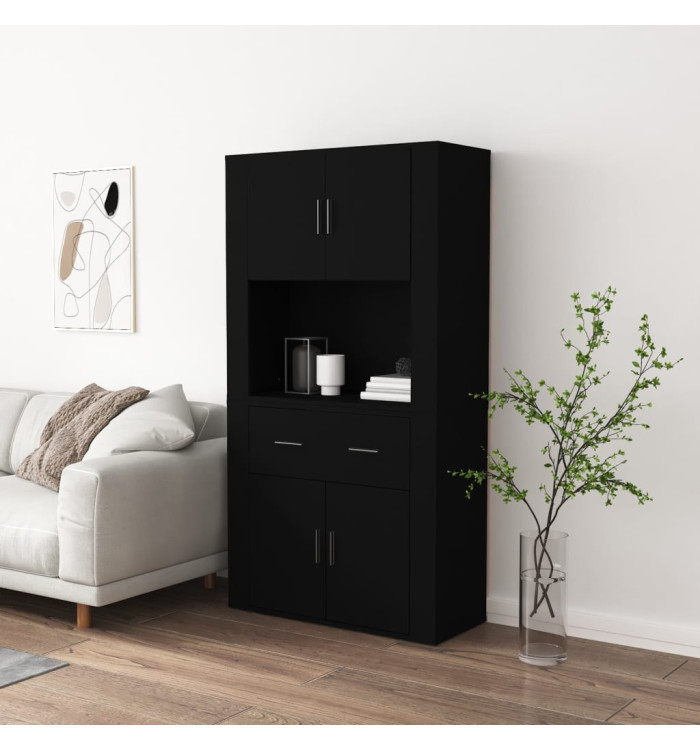 Buffet haut Noir Bois d'ingénierie | Mobilier & Déco
