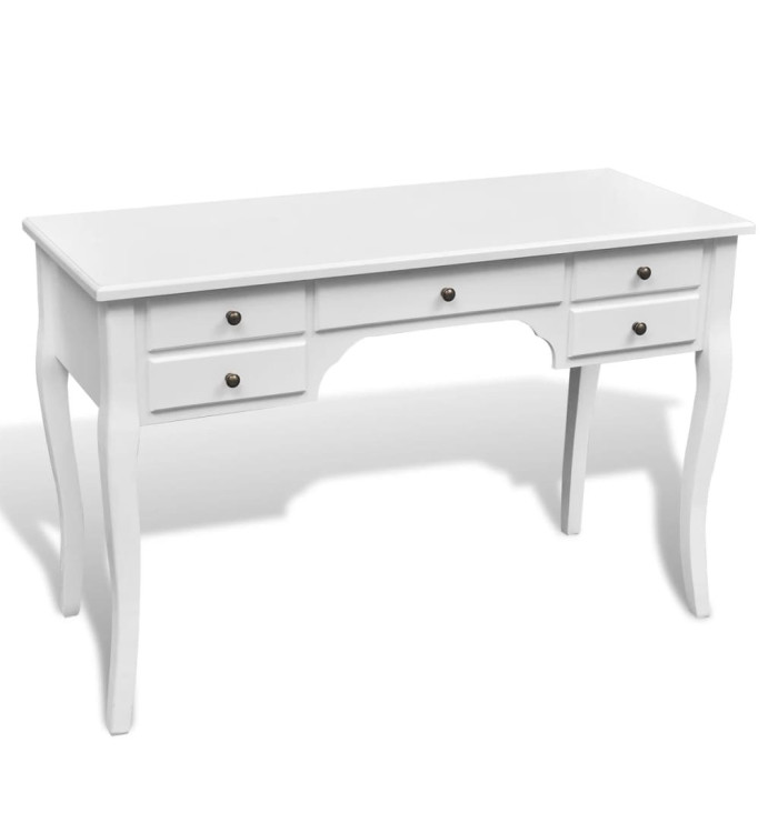 Bureau français en bois avec pieds courbés et 5 tiroirs | Mobilier & Déco