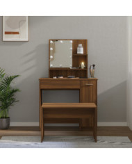 Ensemble de coiffeuse avec LED Chêne marron Bois d'ingénierie | Mobilier & Déco
