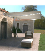 Auvent automatique avec capteur de vent et LED 500x350 cm Crème | Mobilier & Déco