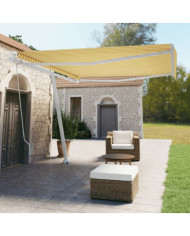 Auvent manuel rétractable sur pied 400x350 cm Jaune/Blanc | Mobilier & Déco