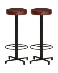 Tabourets de bar lot de 2 76 cm cuir véritable | Mobilier & Déco