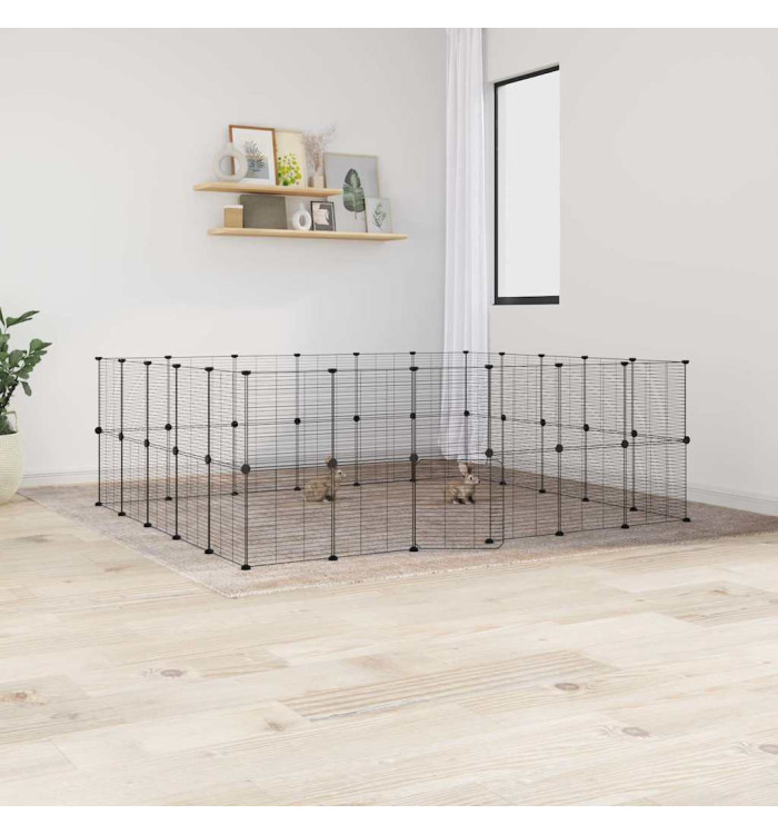 Cage animaux de compagnie à 44 panneaux et porte Noir 35x35 cm | Mobilier & Déco