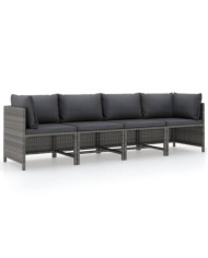 Canapé de jardin à 4 places avec coussins Gris Résine tressée | Mobilier & Déco