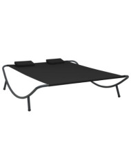 Chaise longue d'extérieur tissu noir | Mobilier & Déco