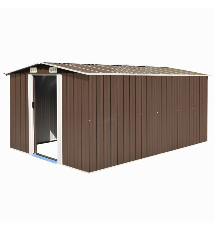 Abri de jardin 257x392x181 cm Métal Marron | Mobilier & Déco