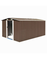 Abri de jardin 257x392x181 cm Métal Marron | Mobilier & Déco