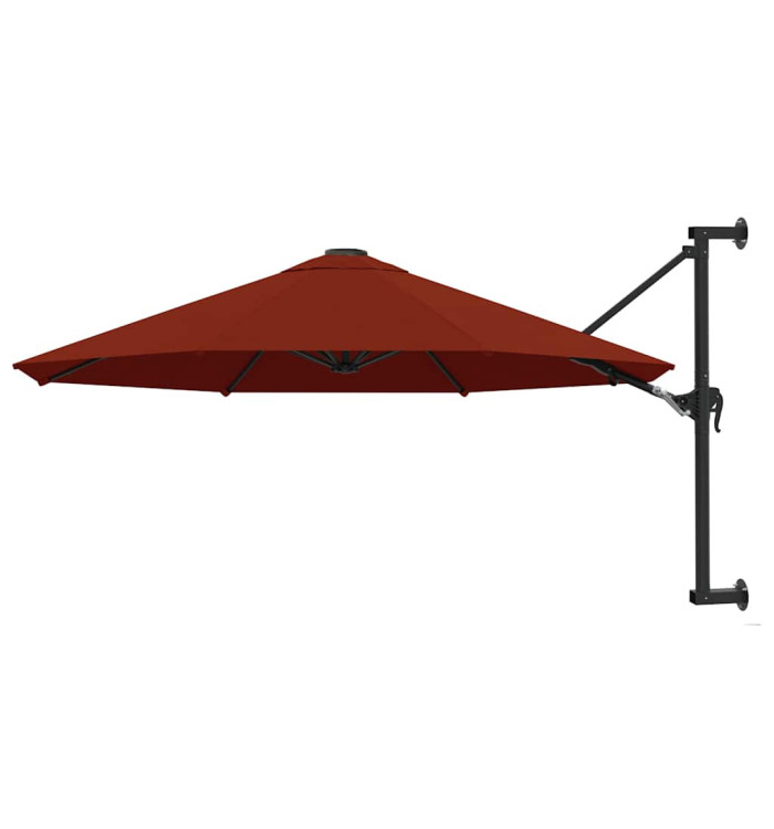 Parasol mural avec mât en métal 300 cm Terre cuite | Mobilier & Déco