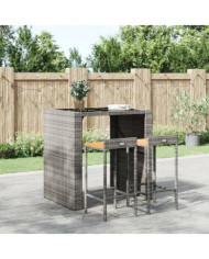 Tabourets de bar lot de 2 gris résine tressée et bois d'acacia | Mobilier & Déco