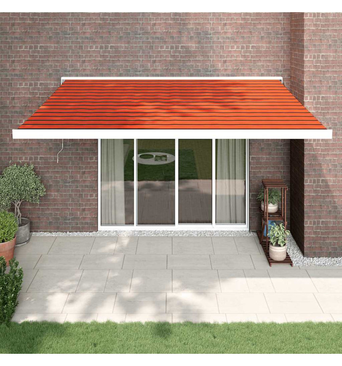 Auvent rétractable orange et marron 4x3 m tissu et aluminium | Mobilier & Déco