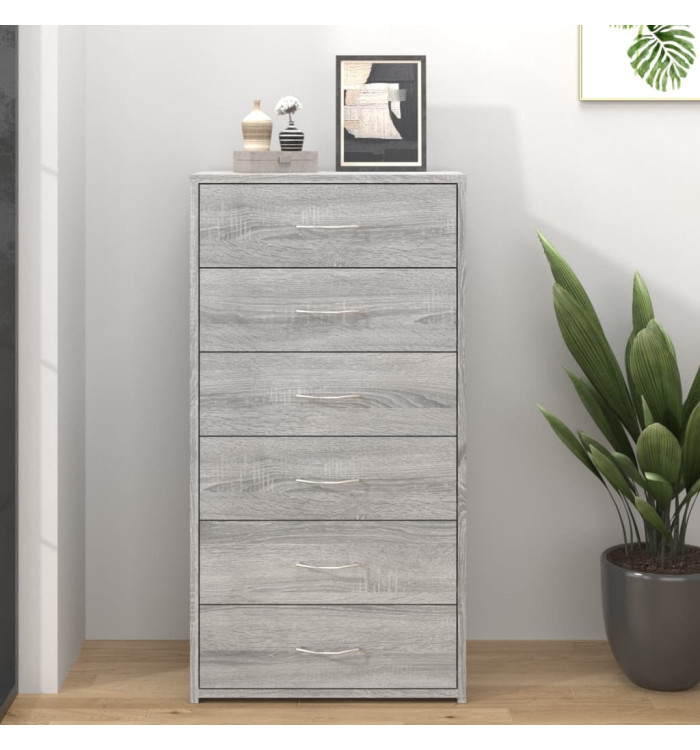 Buffet avec 6 tiroirs Sonoma gris 50x34x96 cm Bois d'ingénierie | Mobilier & Déco