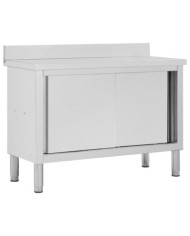 Table de travail avec portes coulissantes 120x50x(95-97)cm Inox | Mobilier & Déco