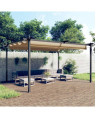 Tonnelle de jardin avec toit rétractable 4x3 m Taupe | Mobilier & Déco