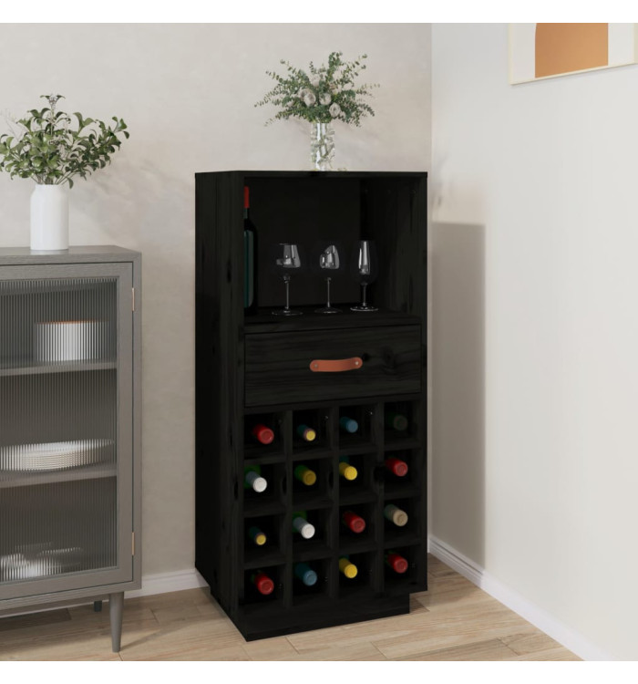 Armoire à vin Noir 45x34x100 cm Bois de pin massif | Mobilier & Déco
