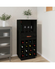 Armoire à vin Noir 45x34x100 cm Bois de pin massif | Mobilier & Déco