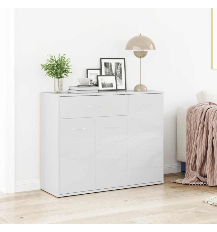 Buffet Blanc brillant 88x30x70 cm Bois d'ingénierie | Mobilier & Déco