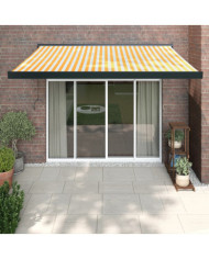 Auvent rétractable jaune et blanc 3,5x2,5 m tissu et aluminium | Mobilier & Déco