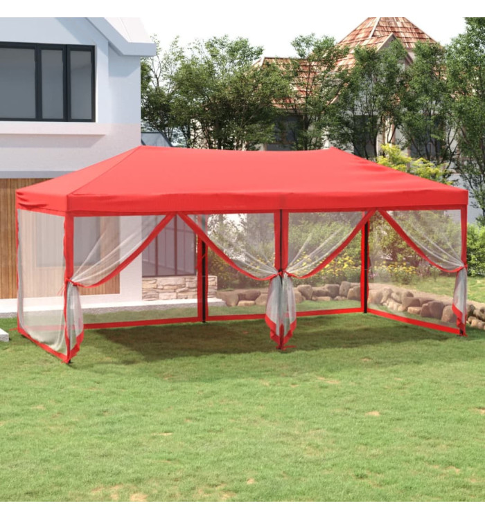 Tente de réception pliable avec parois Rouge 3x6 m | Mobilier & Déco
