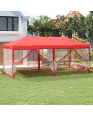 Tente de réception pliable avec parois Rouge 3x6 m | Mobilier & Déco