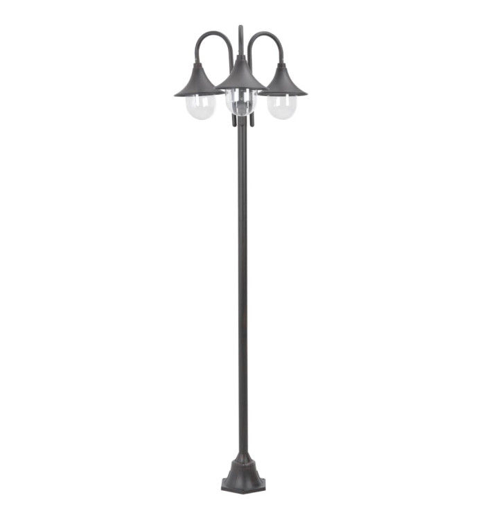 Lampadaire de jardin E27 220 cm Aluminium 3 lanternes Bronze | Mobilier & Déco