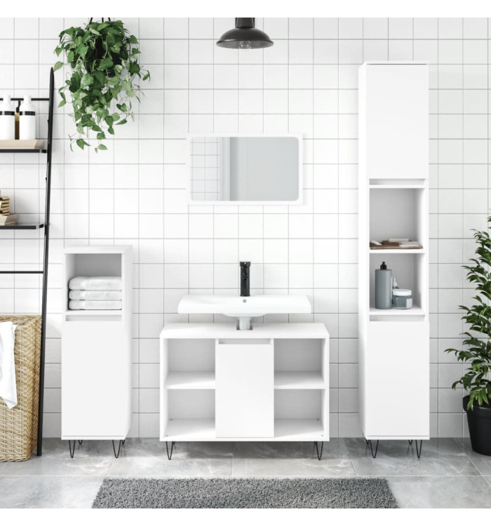 Ensemble de meubles salle de bain 3 pcs blanc bois d'ingénierie | Mobilier & Déco