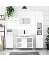 Ensemble de meubles salle de bain 3 pcs blanc bois d'ingénierie | Mobilier & Déco