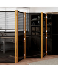 Cloison de séparation 5 panneaux Noir 350x180 cm | Mobilier & Déco