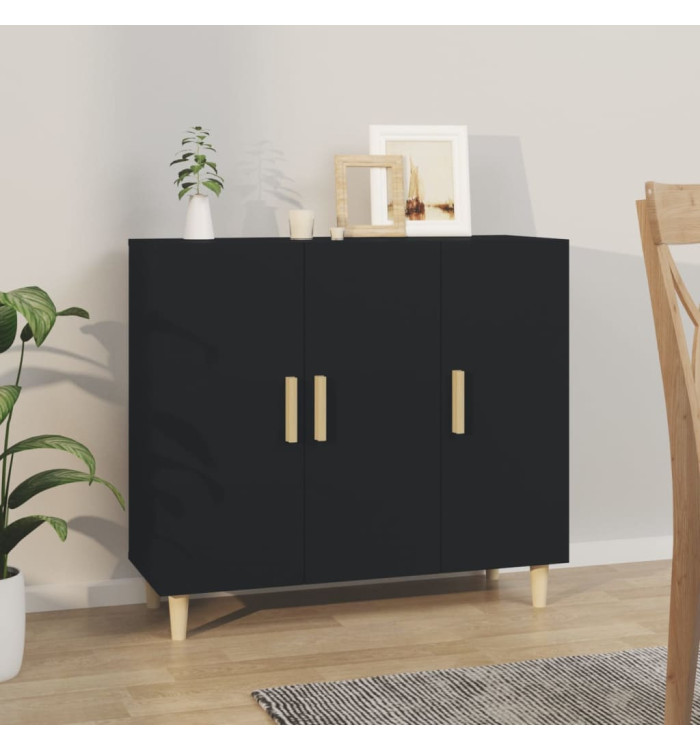 Buffet noir 90x34x80 cm bois d'ingénierie | Mobilier & Déco