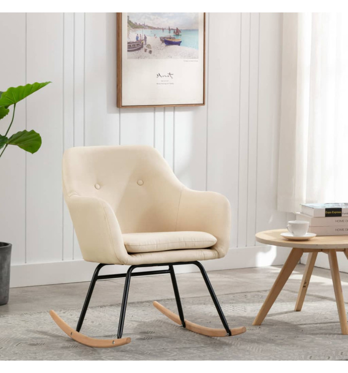 Chaise à bascule Crème Tissu | Mobilier & Déco