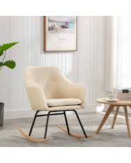 Chaise à bascule Crème Tissu | Mobilier & Déco