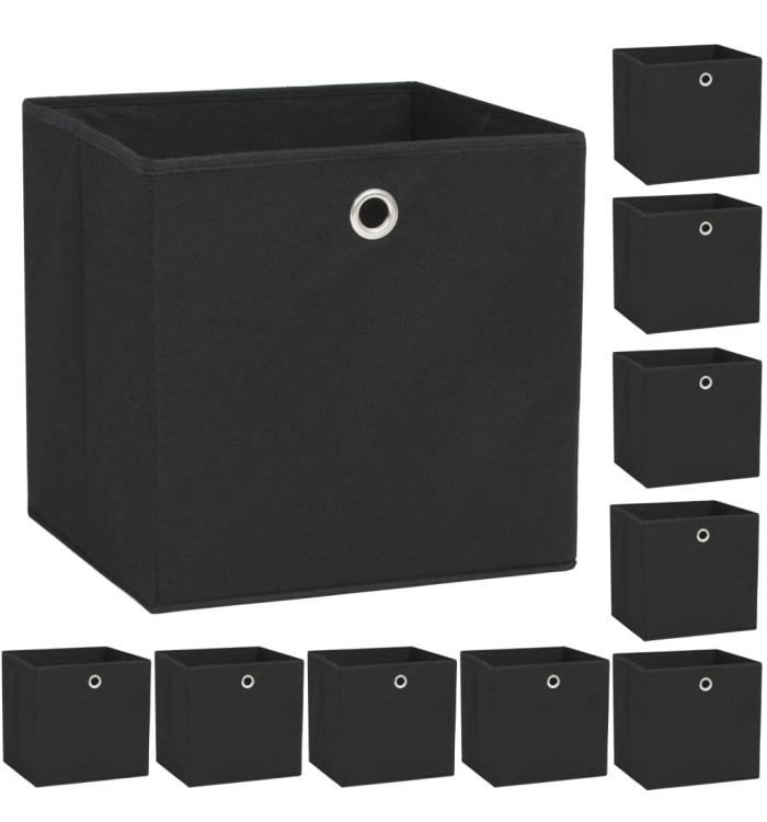 Boîte de rangement 10 pcs Tissu non-tissé 32x32x32 cm Noir | Mobilier & Déco