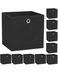 Boîte de rangement 10 pcs Tissu non-tissé 32x32x32 cm Noir | Mobilier & Déco