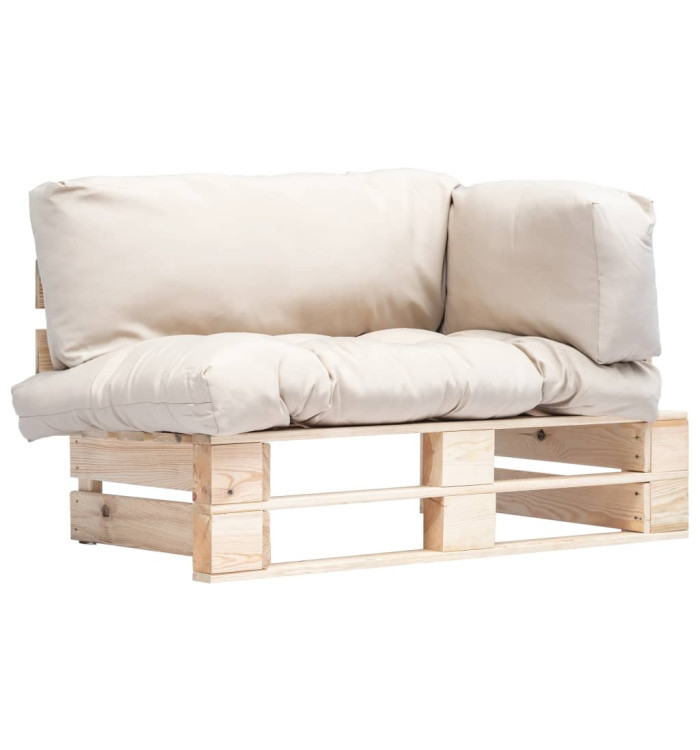 Canapé de jardin palette avec coussins sable Pinède | Mobilier & Déco