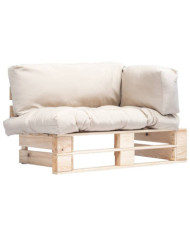 Canapé de jardin palette avec coussins sable Pinède | Mobilier & Déco