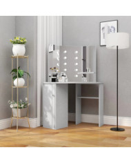 Coiffeuse d'angle avec LED Gris béton 111x54x141,5 cm | Mobilier & Déco
