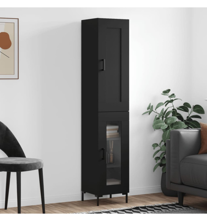 Buffet haut Noir 34,5x34x180 cm Bois d'ingénierie | Mobilier & Déco