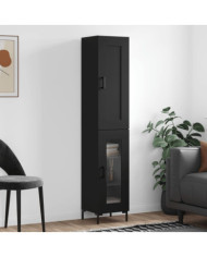Buffet haut Noir 34,5x34x180 cm Bois d'ingénierie | Mobilier & Déco