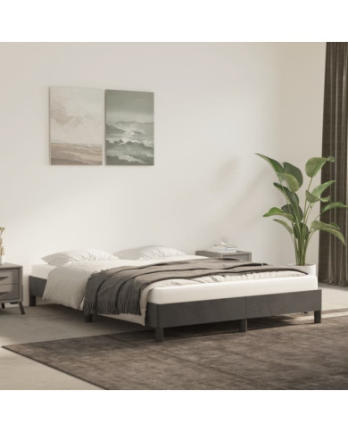 Cadre de lit sans matelas gris foncé 140x200 cm velours | Mobilier & Déco