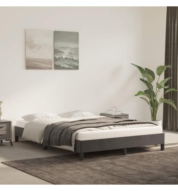 Cadre de lit sans matelas gris foncé 140x200 cm velours | Mobilier & Déco