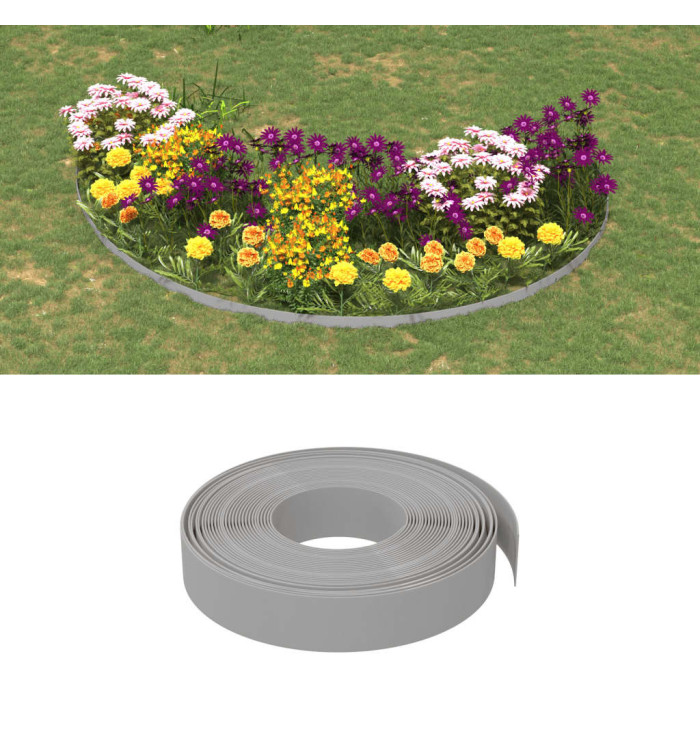 Bordures de jardin 2 pcs gris 10 m 10 cm polyéthylène | Mobilier & Déco