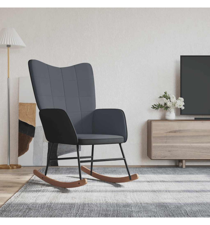 Chaise à bascule Gris foncé Velours et PVC | Mobilier & Déco