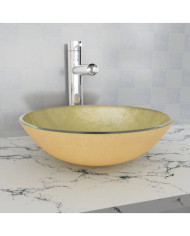Lavabo Verre trempé 42 cm Doré | Mobilier & Déco