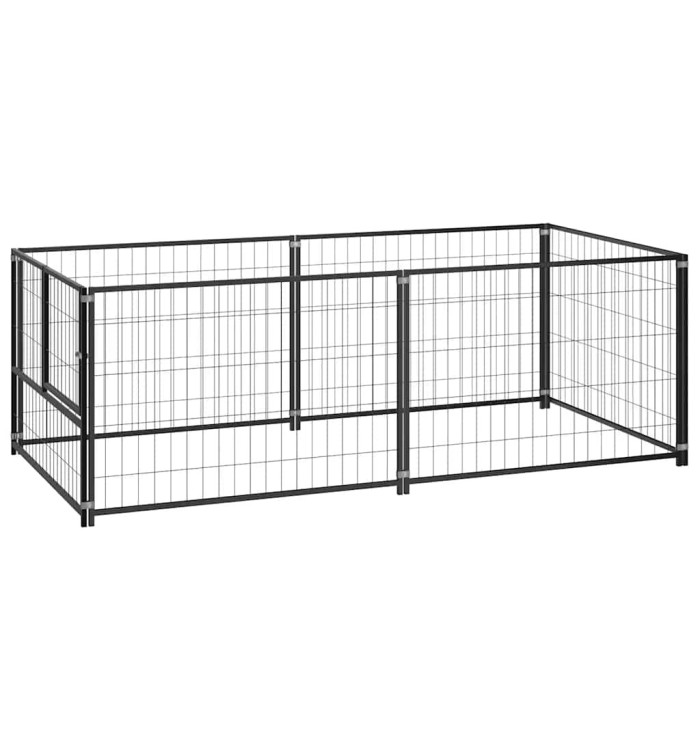 Chenil Noir 200x100x70 cm Acier | Mobilier & Déco