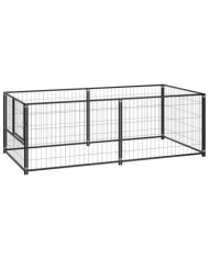 Chenil Noir 200x100x70 cm Acier | Mobilier & Déco